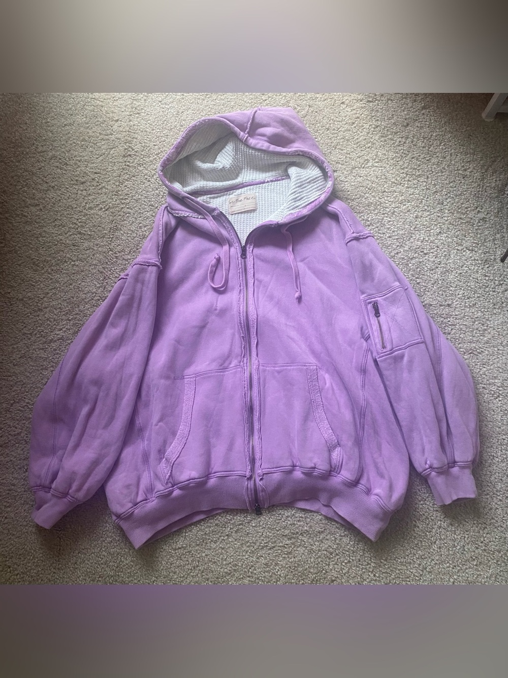 Free People By Your Side Lined Hoodie Sweatshirt Lilac Large - Picture 2 of 8